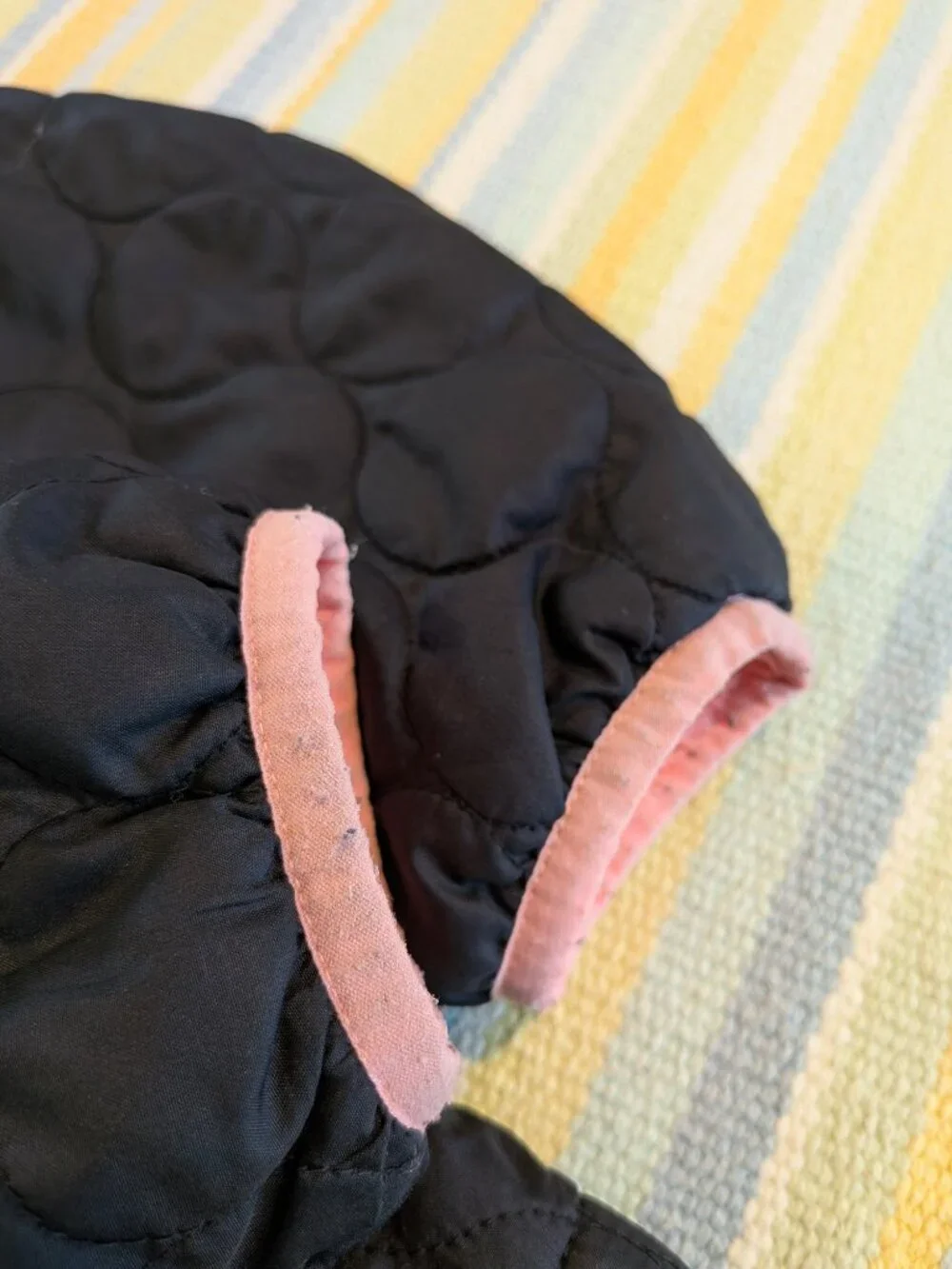 ⭐ Columbia Black quilted coat with fuzzy pink lining size XS 6-6x